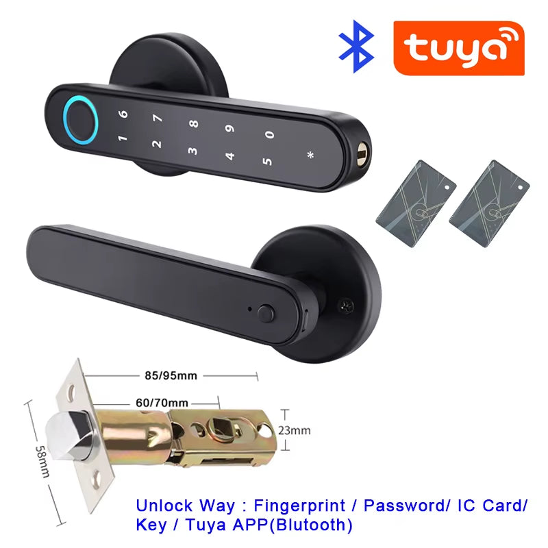 Tuya Smartlife APP Smart Fingerprint Password RFID Card Lock for Indoor Wooden Metal Door