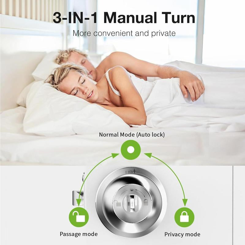 Smart Fingerprint Door Knob, 1Pc Smart Lock with Anti-Theft Function, Intelligent Door Knob with APP Suitable for Rooms, Offices, Apartments, Warehouses, and Garages 2025 #Springtok Gift