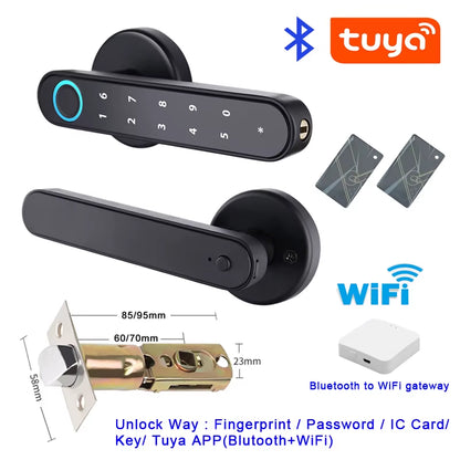 Tuya Smartlife APP Smart Fingerprint Password RFID Card Lock for Indoor Wooden Metal Door