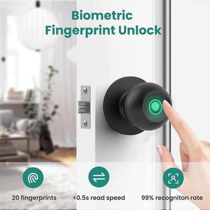 Smart Fingerprint Door Knob, 1Pc Smart Lock with Anti-Theft Function, Intelligent Door Knob with APP Suitable for Rooms, Offices, Apartments, Warehouses, and Garages 2025 #Springtok Gift