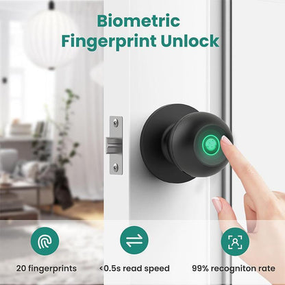 Smart Fingerprint Door Knob, 1Pc Smart Lock with Anti-Theft Function, Intelligent Door Knob with APP Suitable for Rooms, Offices, Apartments, Warehouses, and Garages 2025 #Springtok Gift