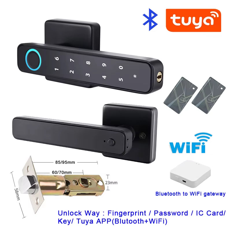 Tuya Smartlife APP Smart Fingerprint Password RFID Card Lock for Indoor Wooden Metal Door