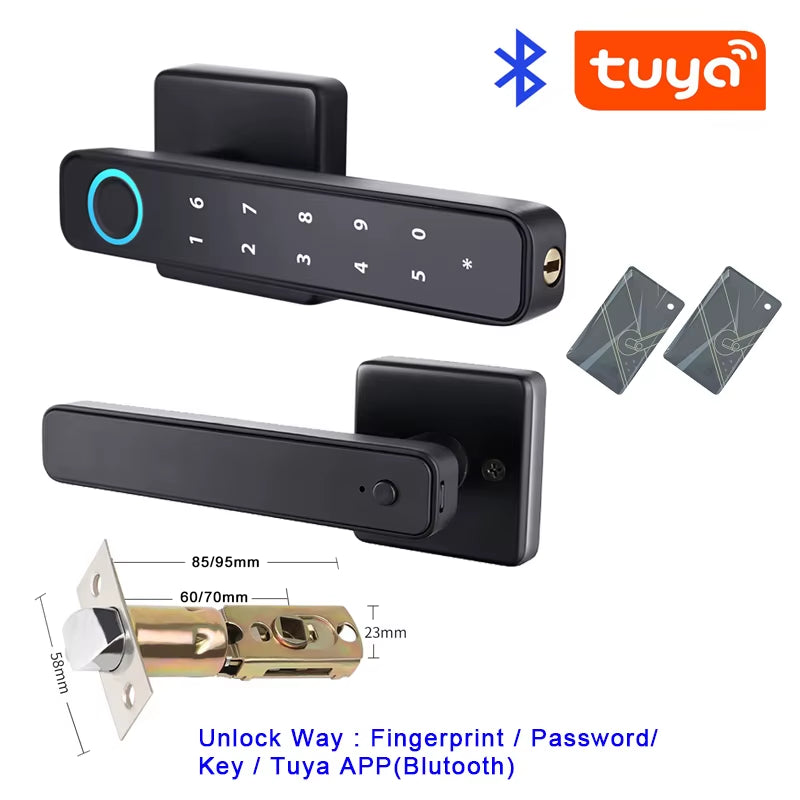 Tuya Smartlife APP Smart Fingerprint Password RFID Card Lock for Indoor Wooden Metal Door