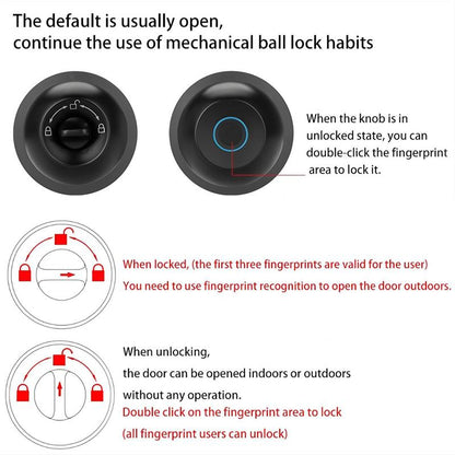Smart Fingerprint Door Knob, 1Pc Smart Lock with Anti-Theft Function, Intelligent Door Knob with APP Suitable for Rooms, Offices, Apartments, Warehouses, and Garages 2025 #Springtok Gift